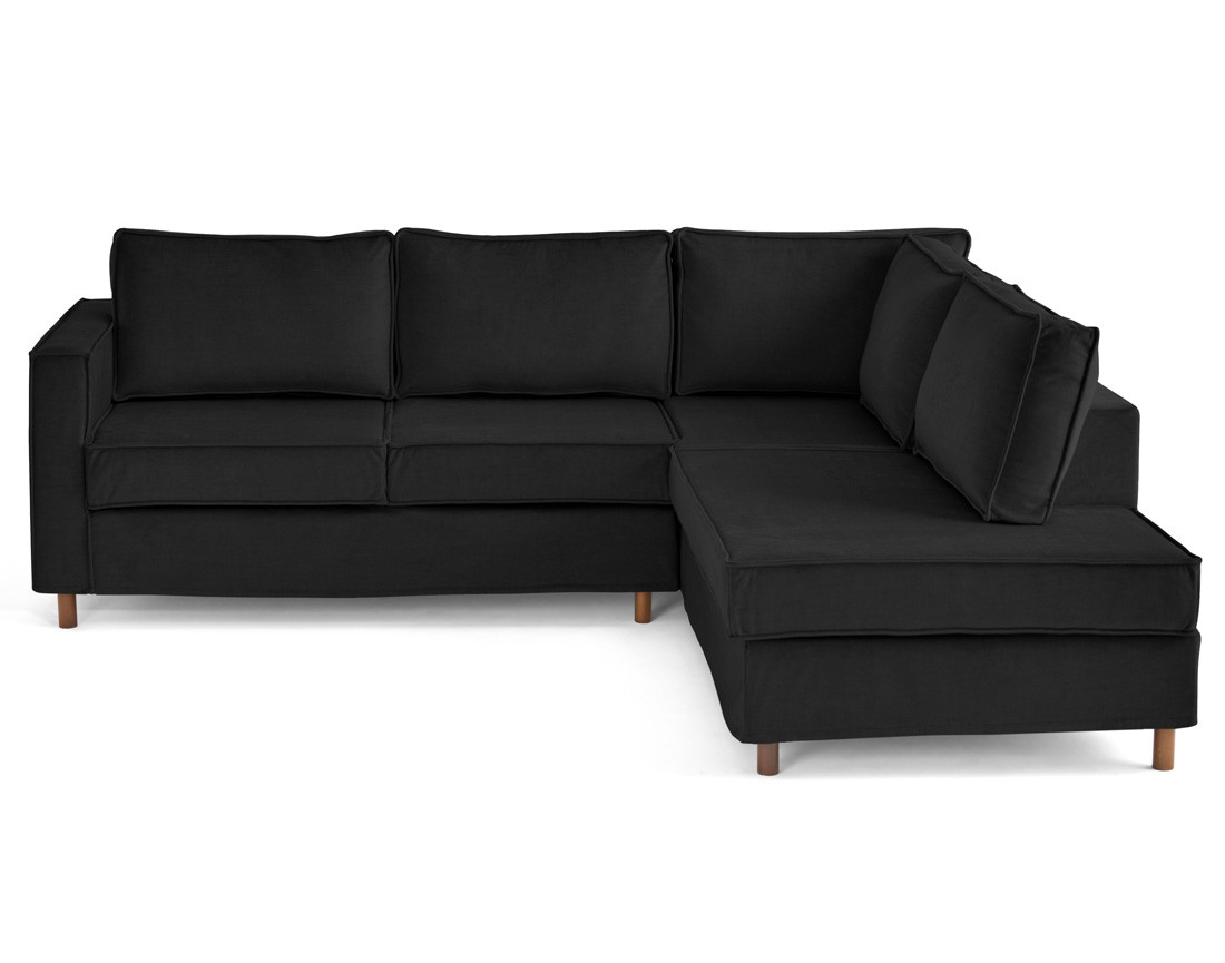 Canapé déhoussable d'angle droit 5 places en velours Jake