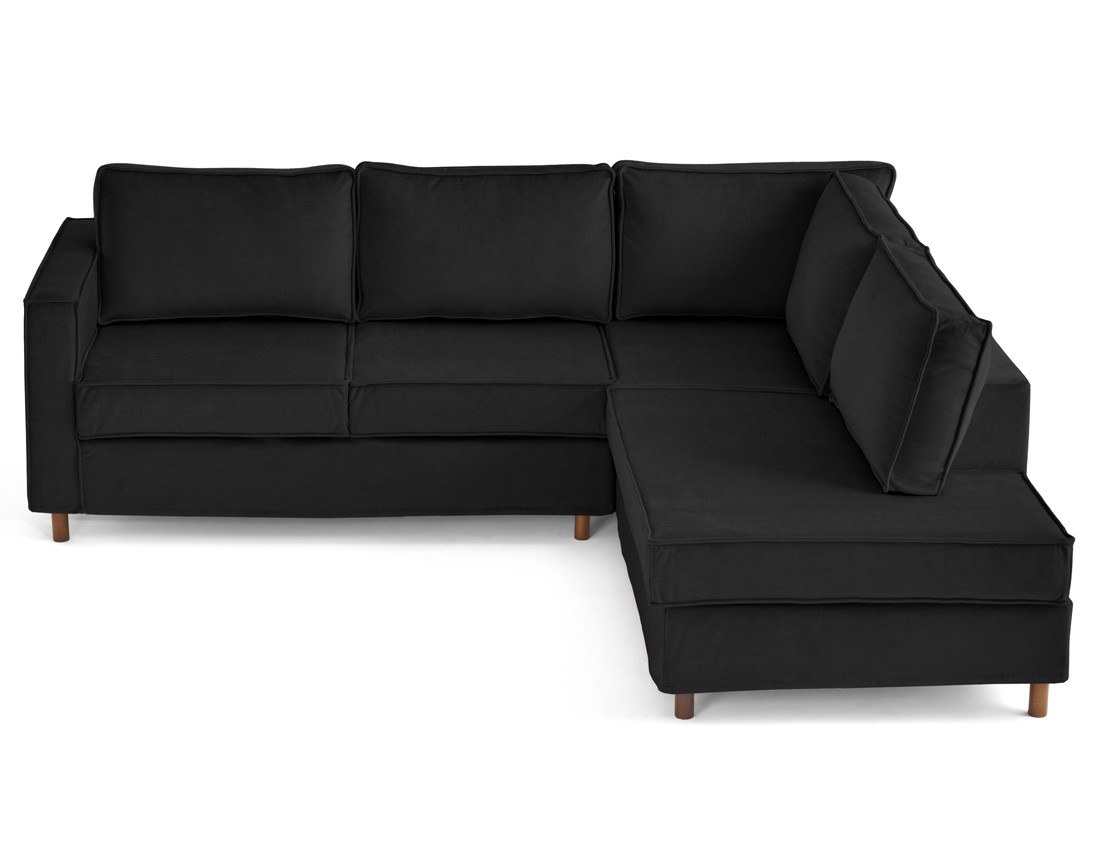 Canapé déhoussable d'angle droit 5 places en velours Jake