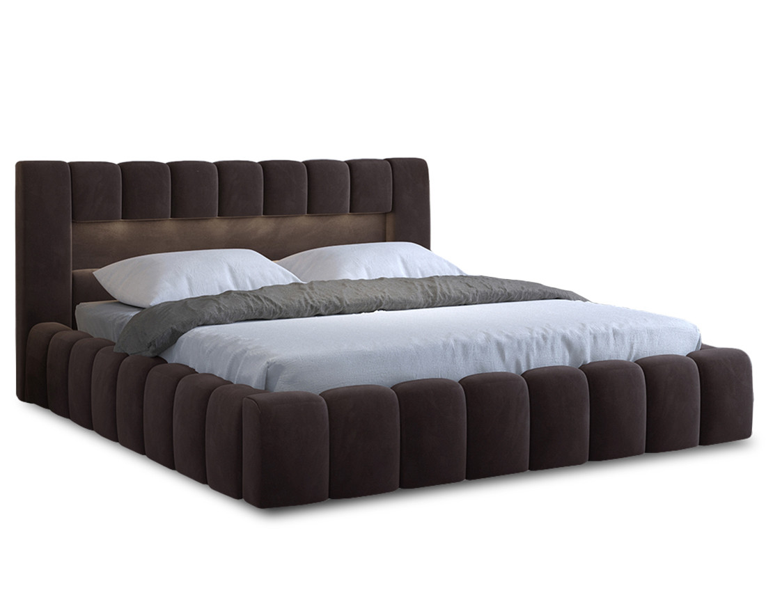 Lit coffre 140x200 cm sommier inclus en velours Cleo