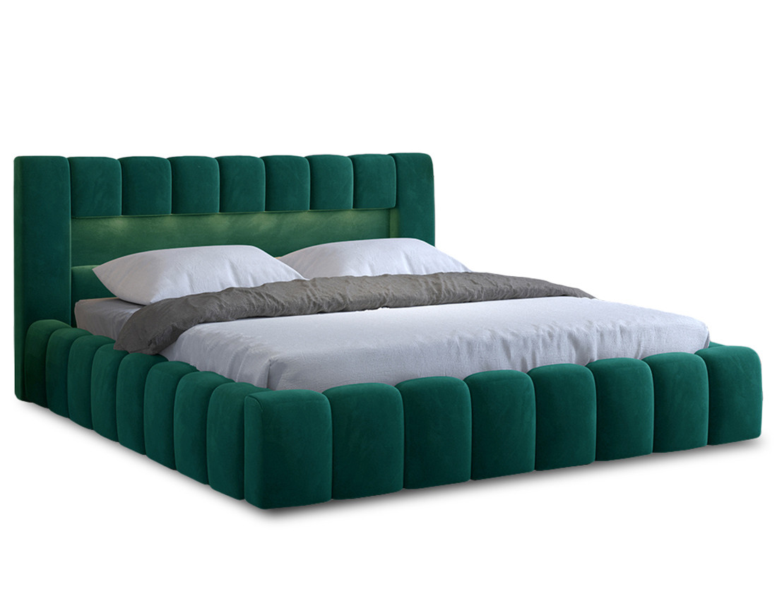Lit coffre 140x200 cm sommier inclus en velours Cleo