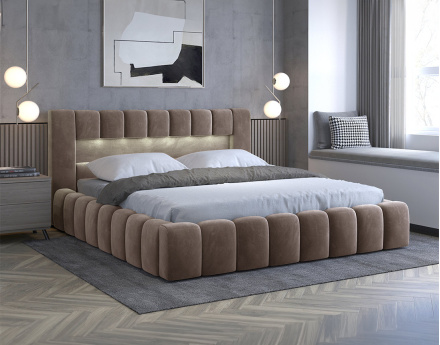 Lit coffre 160x200 cm sommier inclus en velours Cleo