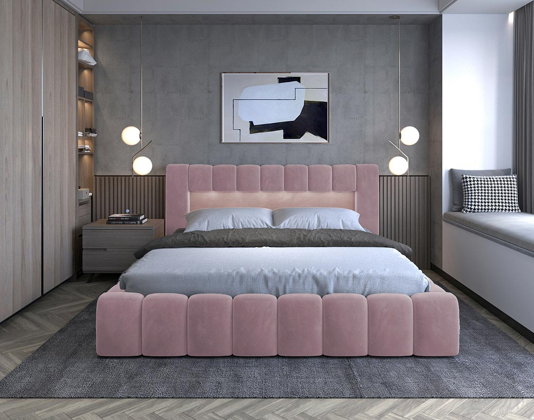 Lit coffre 160x200 cm sommier inclus en velours Cleo