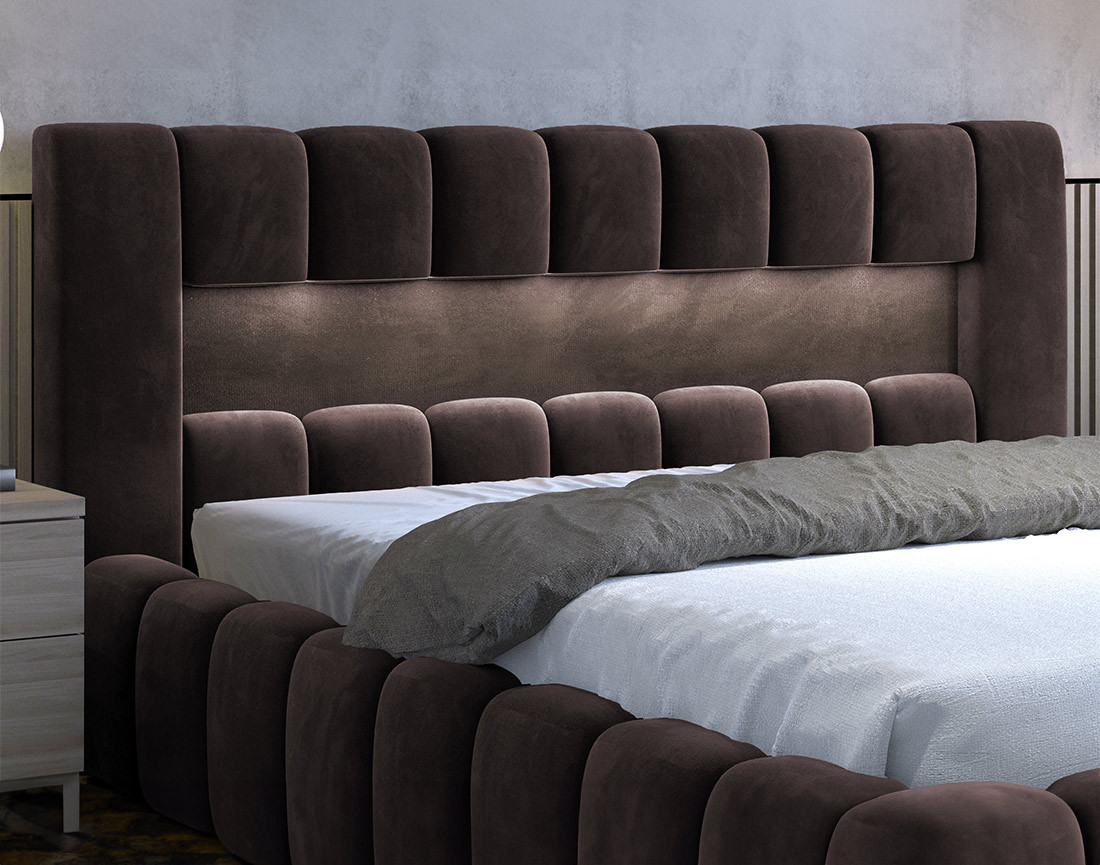 Lit coffre 180x200 cm sommier inclus en velours Cleo