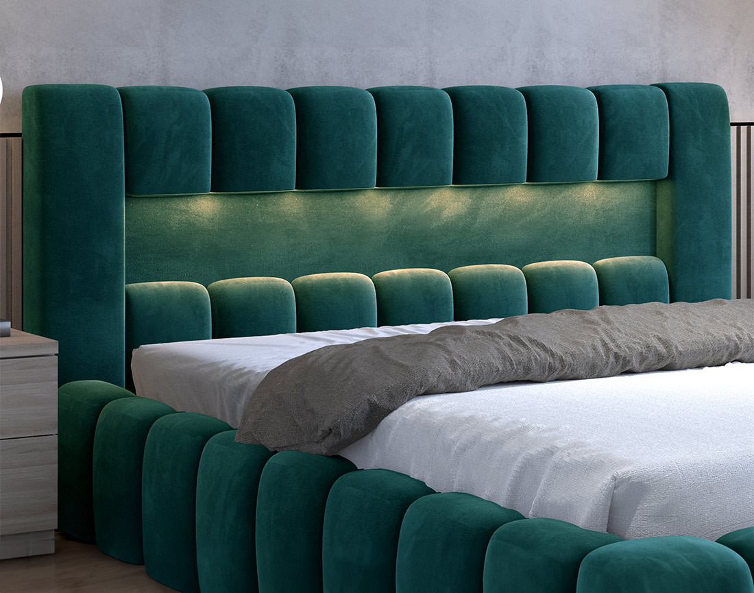 Lit coffre 180x200 cm sommier inclus en velours Cleo