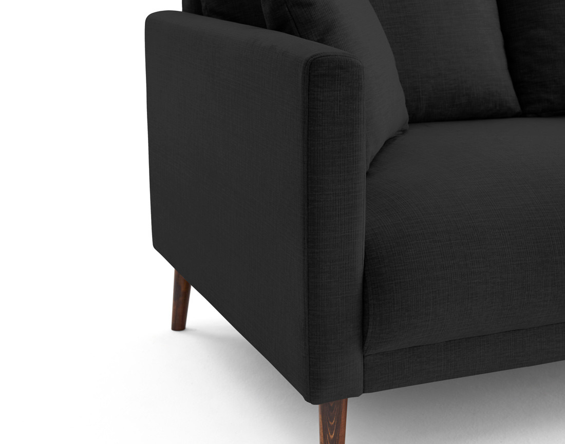 Canapé droit 3 places en velours pieds en bois Ostrava