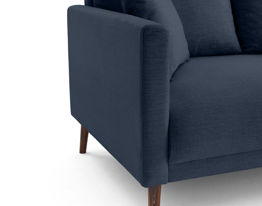 Canapé droit 3 places en velours pieds en bois Ostrava