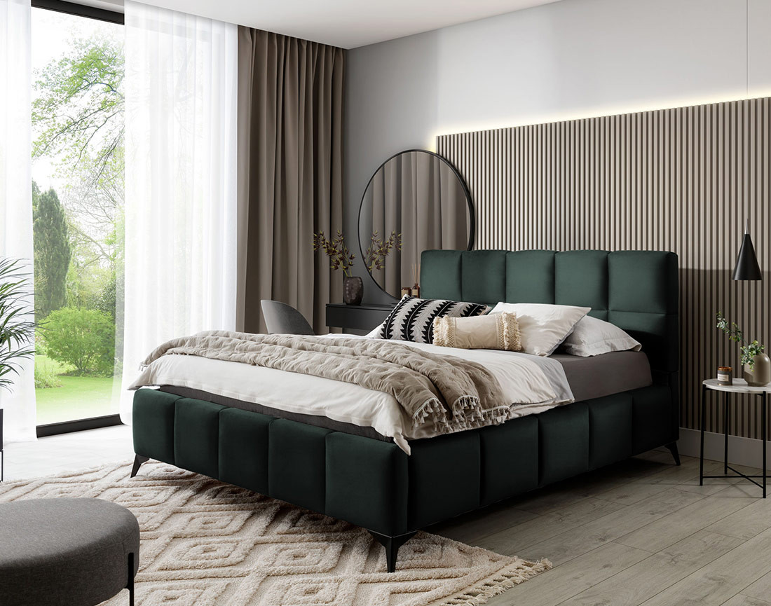 Lit coffre 160x200 cm sommier inclus en velours Millie