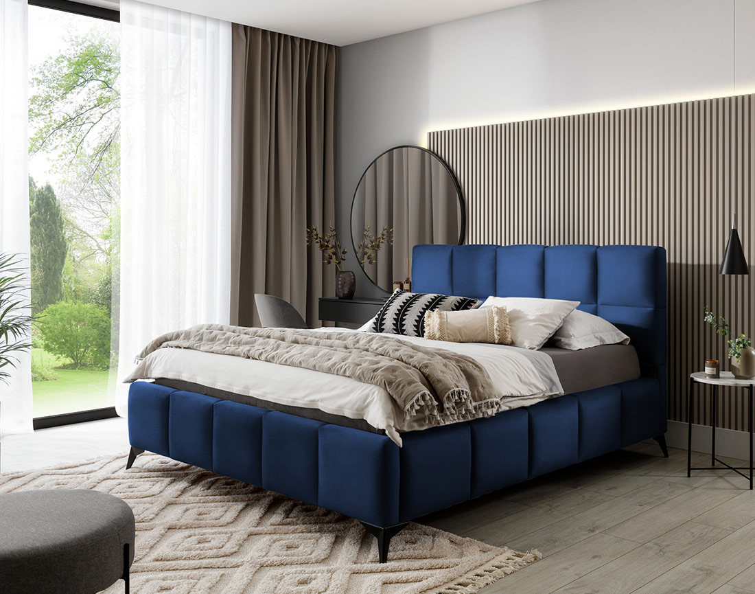 Lit coffre 180x200 cm sommier inclus en velours Millie