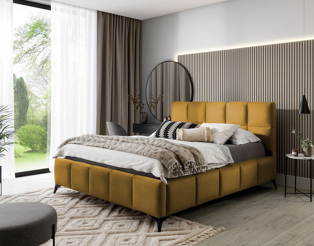 Lit coffre 180x200 cm sommier inclus en velours Millie