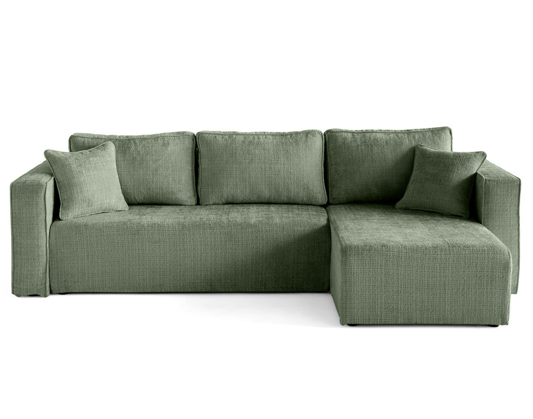 Canapé d'angle déhoussable réversible 4 places en velours texturé Topaze