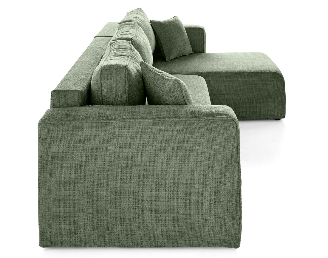 Canapé d'angle déhoussable réversible 4 places en velours texturé Topaze