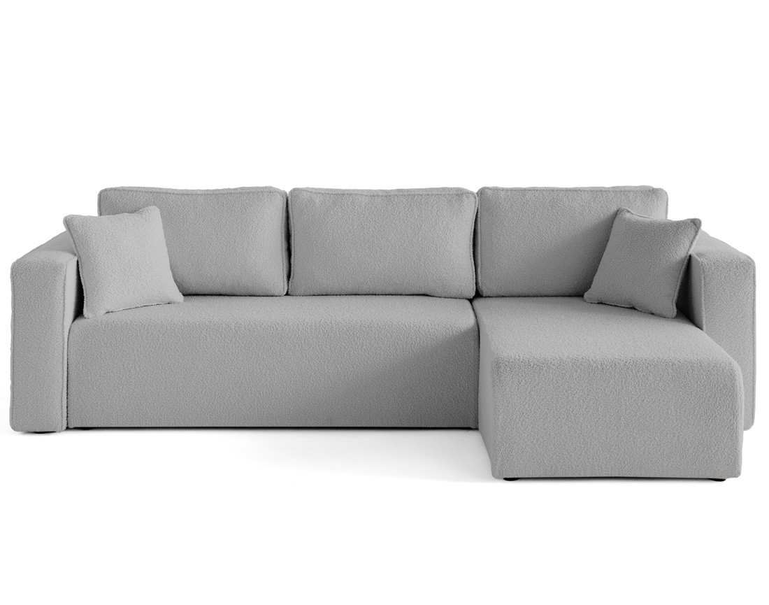 Canapé d'angle déhoussable réversible 4 places en tissu bouclette