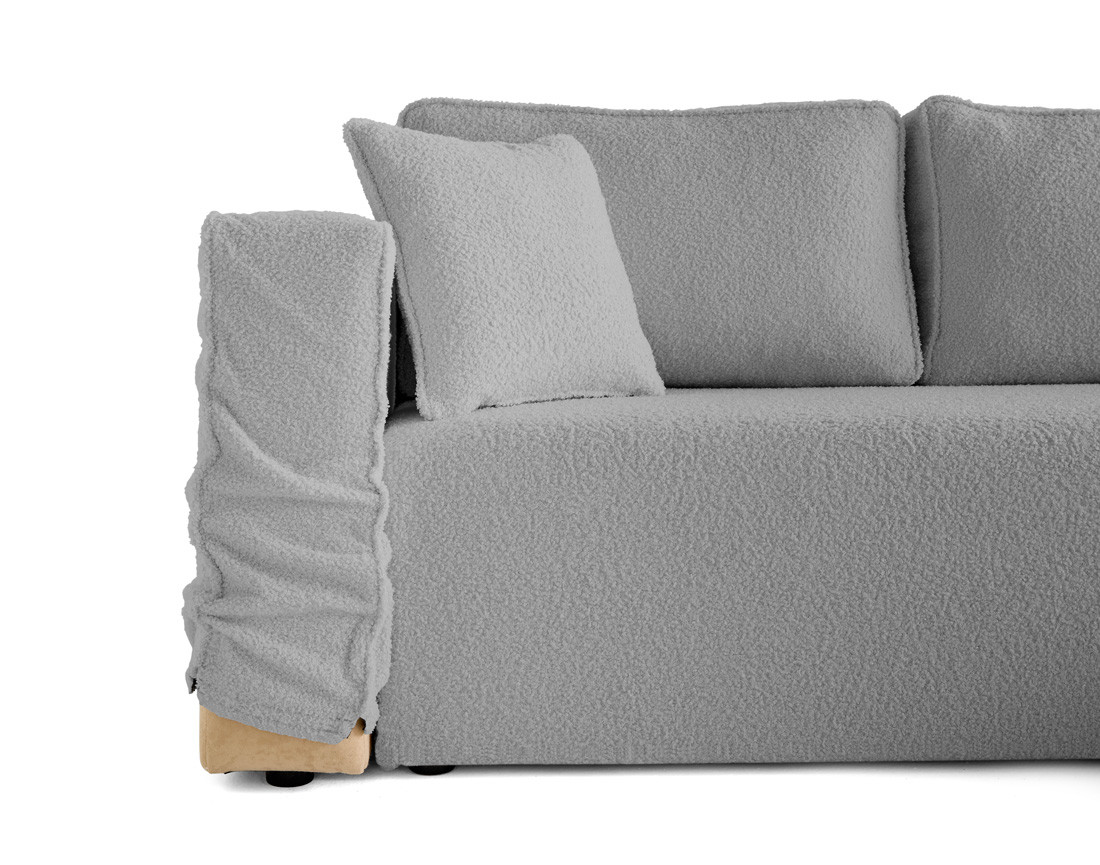 Canapé d'angle déhoussable réversible 4 places en tissu bouclette