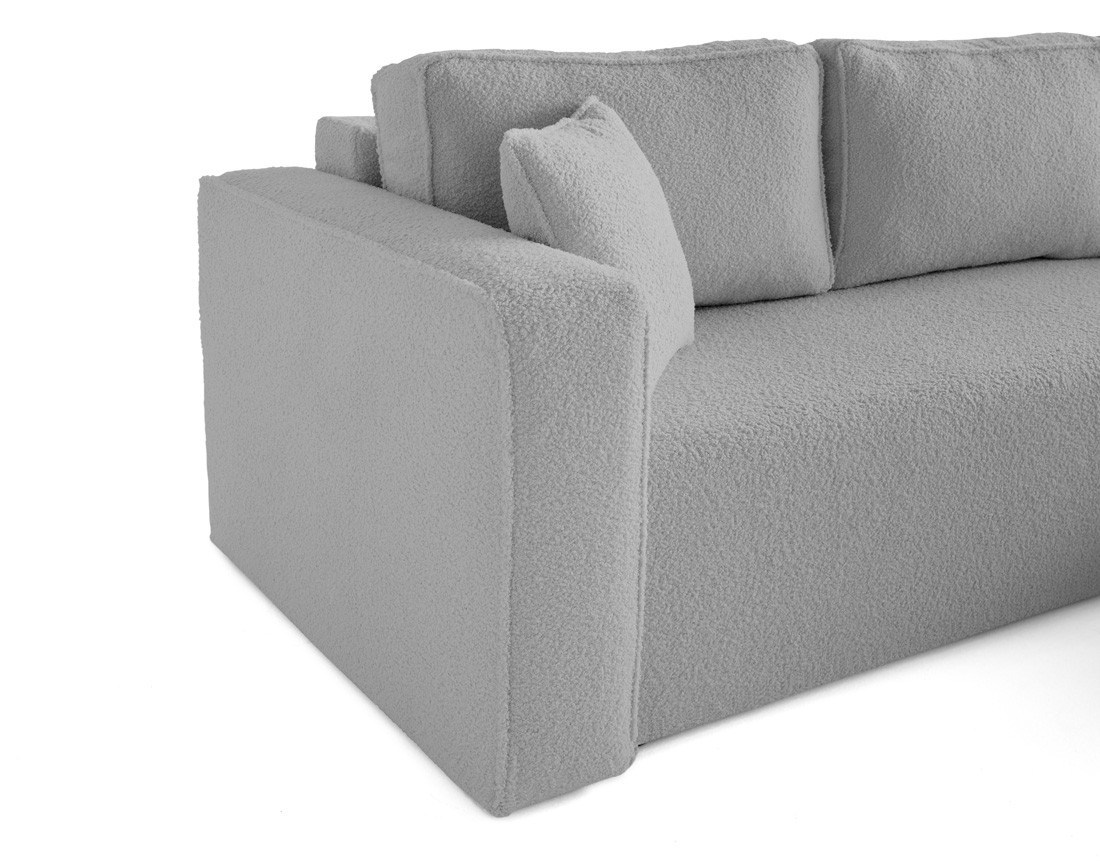 Canapé d'angle déhoussable réversible 4 places en tissu bouclette