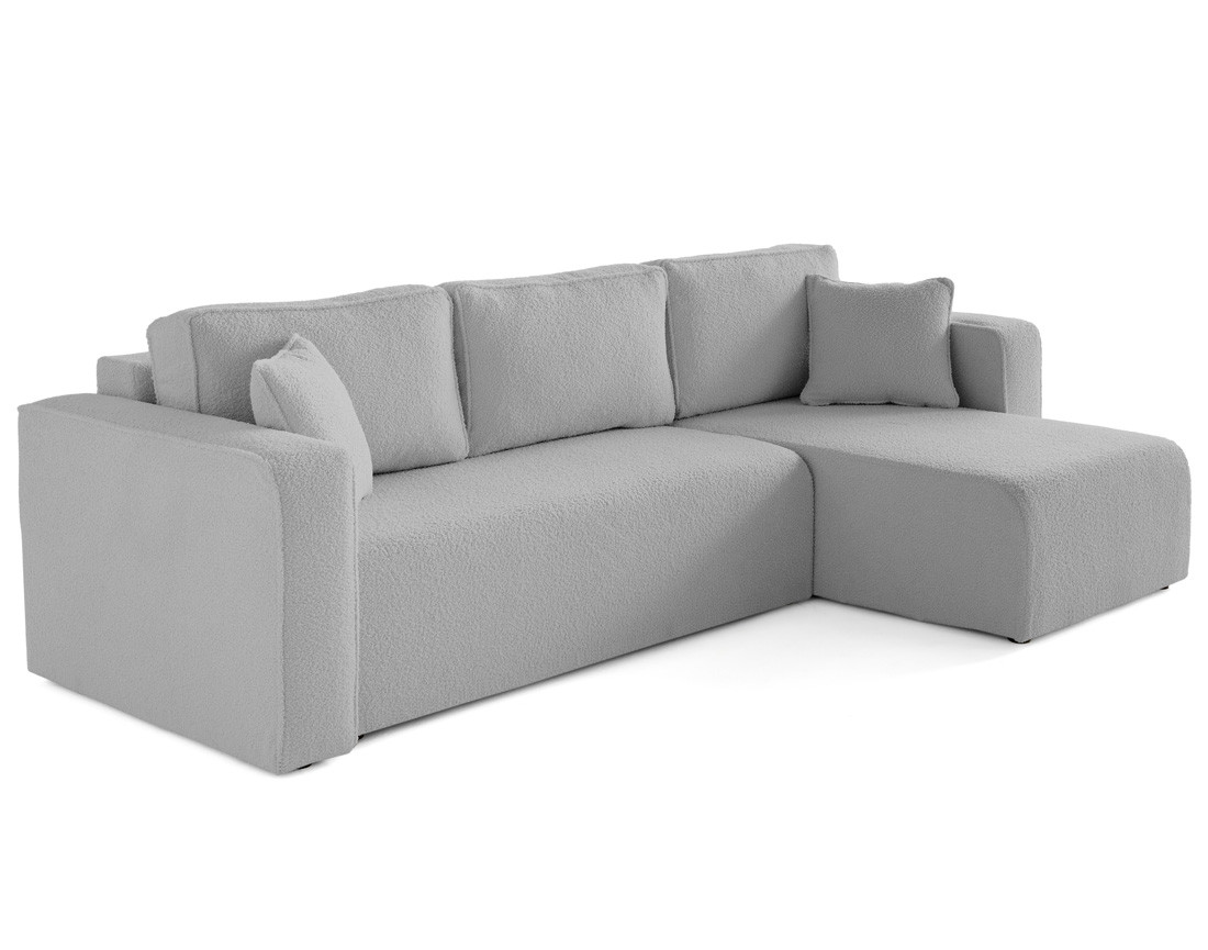 Canapé d'angle déhoussable réversible 4 places en tissu bouclette