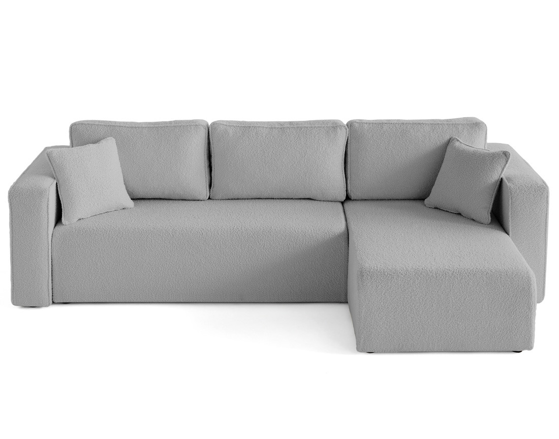 Canapé d'angle déhoussable réversible 4 places en tissu bouclette