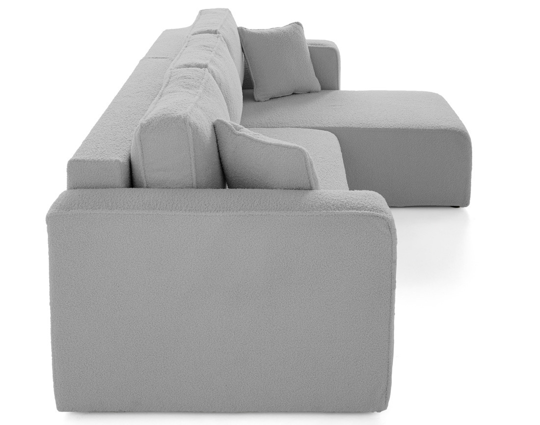 Canapé d'angle déhoussable réversible 4 places en tissu bouclette