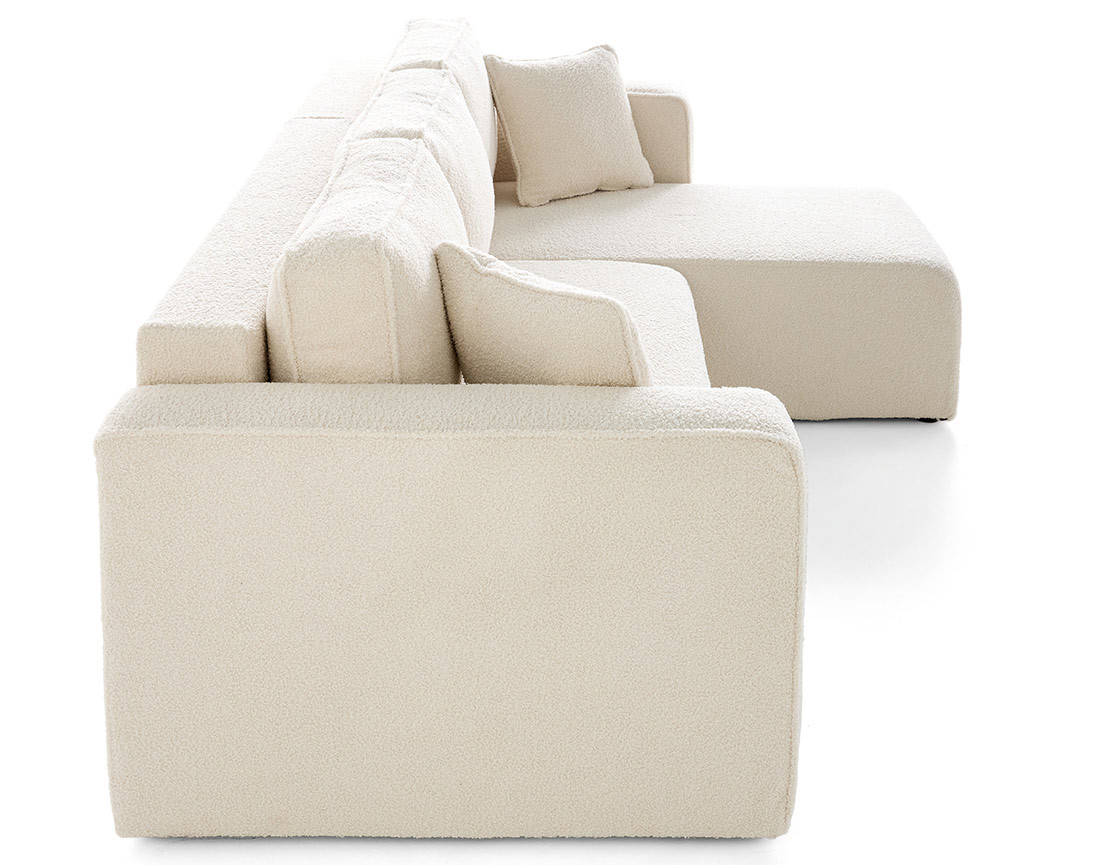 Canapé d'angle déhoussable réversible 4 places en tissu bouclette