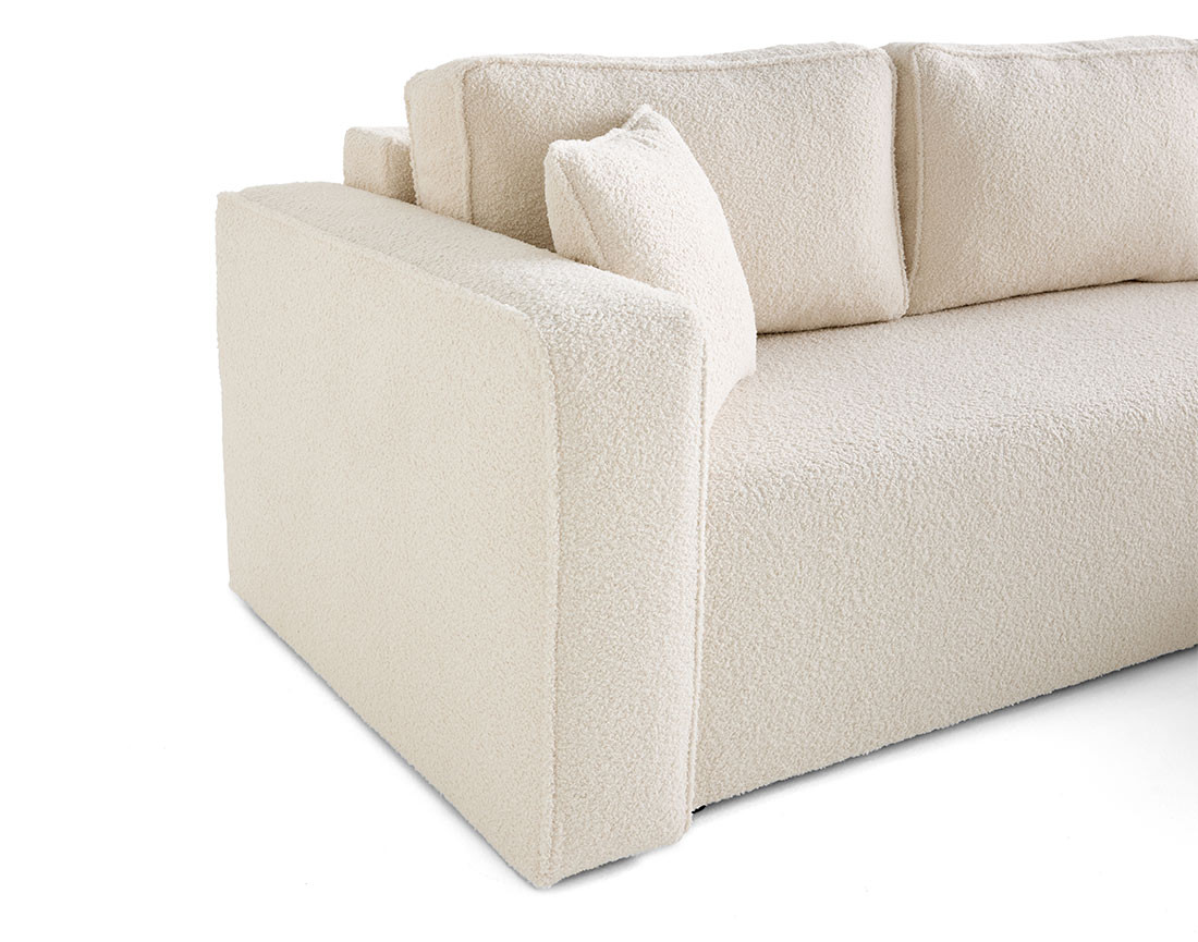 Canapé d'angle déhoussable réversible 4 places en tissu bouclette