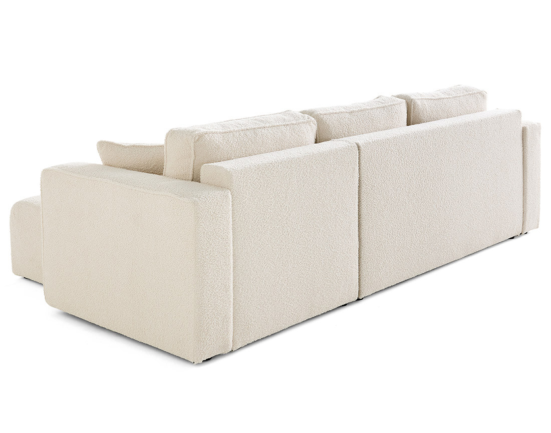 Canapé d'angle déhoussable réversible 4 places en tissu bouclette
