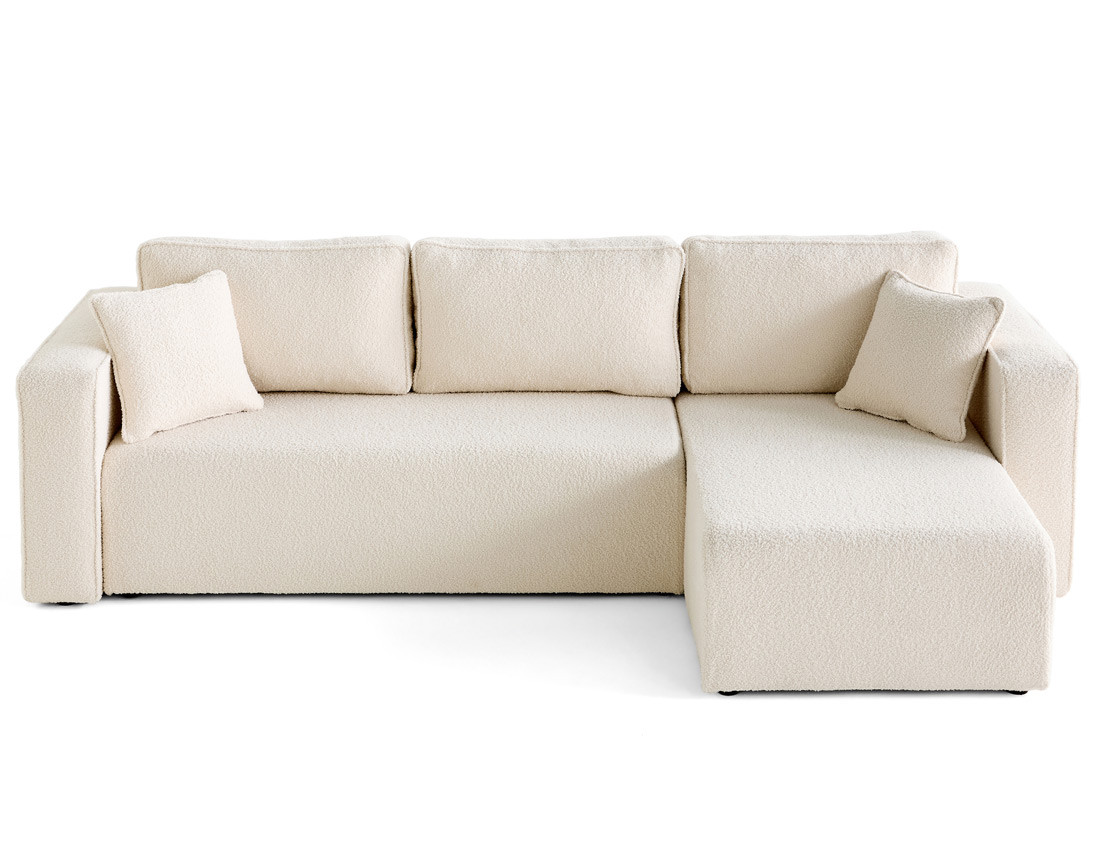 Canapé d'angle déhoussable réversible 4 places en tissu bouclette