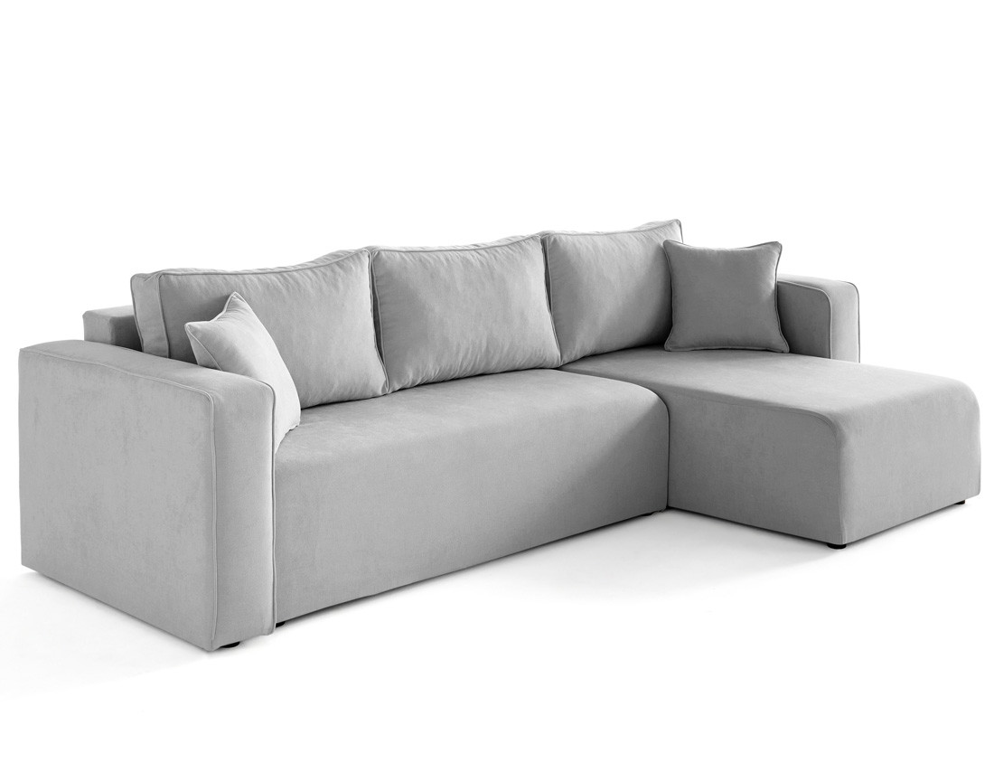 Canapé d'angle déhoussable réversible 4 places en tissu Topaze