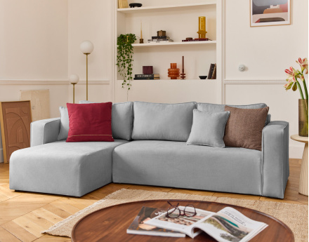 Canapé d'angle déhoussable réversible 4 places en tissu Topaze