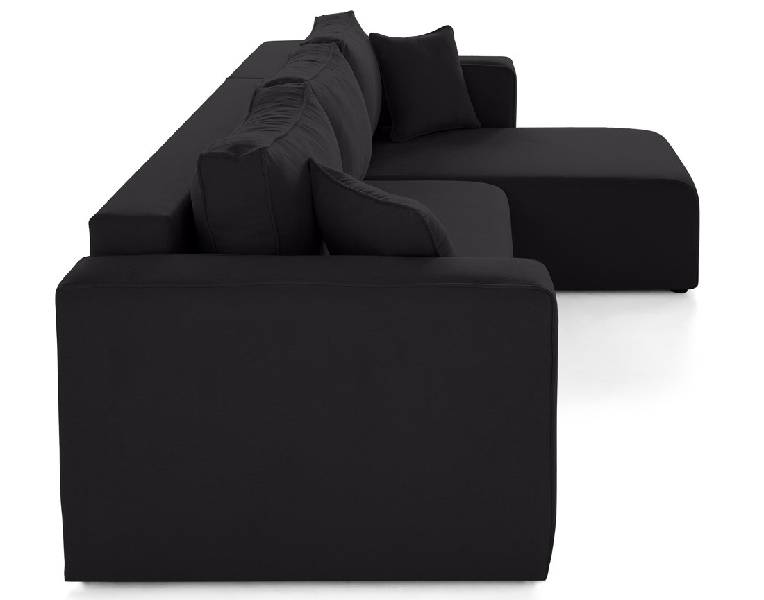 Canapé d'angle déhoussable réversible 4 places en tissu Topaze