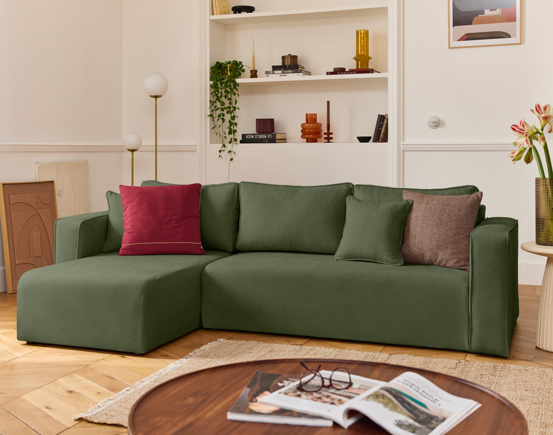 Housse en tissu pour canapé d'angle réversible 4 places Topaze