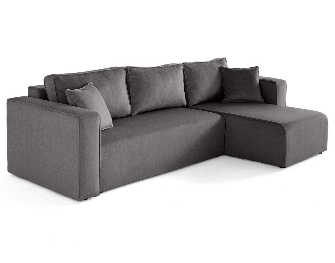 Canapé d'angle déhoussable réversible 4 places en velours Topaze