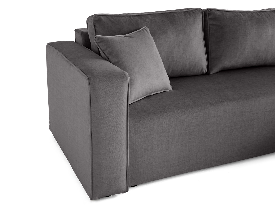 Canapé d'angle déhoussable réversible 4 places en velours Topaze