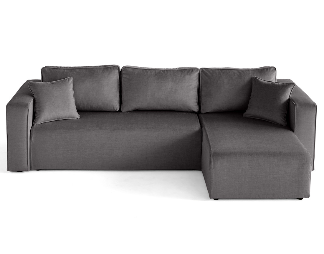 Canapé d'angle déhoussable réversible 4 places en velours Topaze