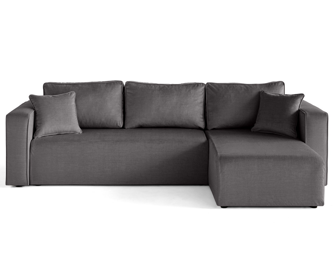 Canapé d'angle déhoussable réversible 4 places en velours Topaze