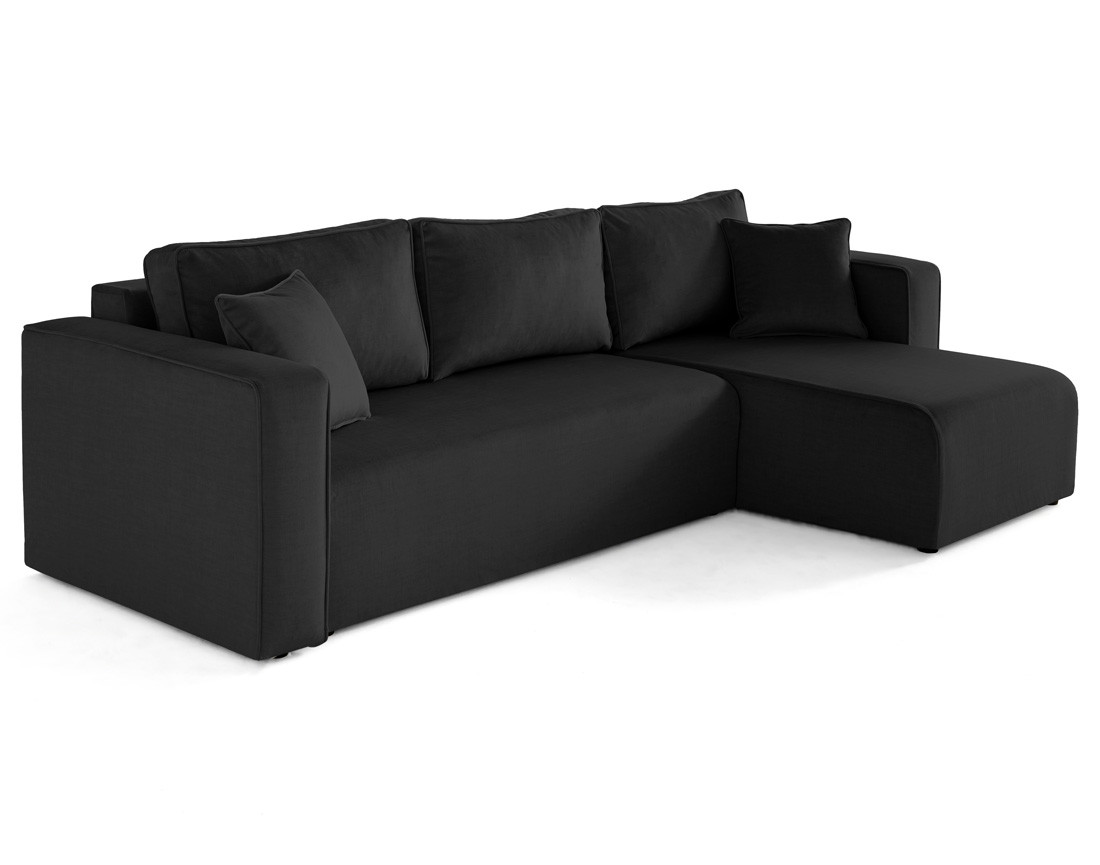 Canapé d'angle déhoussable réversible 4 places en velours Topaze