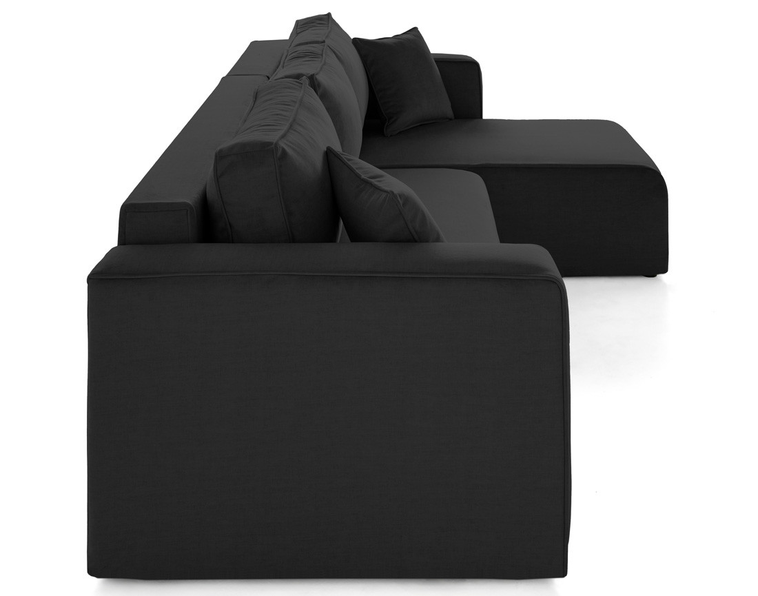 Canapé d'angle déhoussable réversible 4 places en velours Topaze