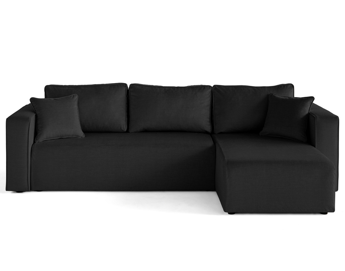 Canapé d'angle déhoussable réversible 4 places en velours Topaze