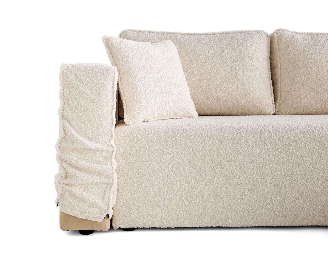 Housse en tissu bouclette pour canapé d'angle réversible 4 places Topaze