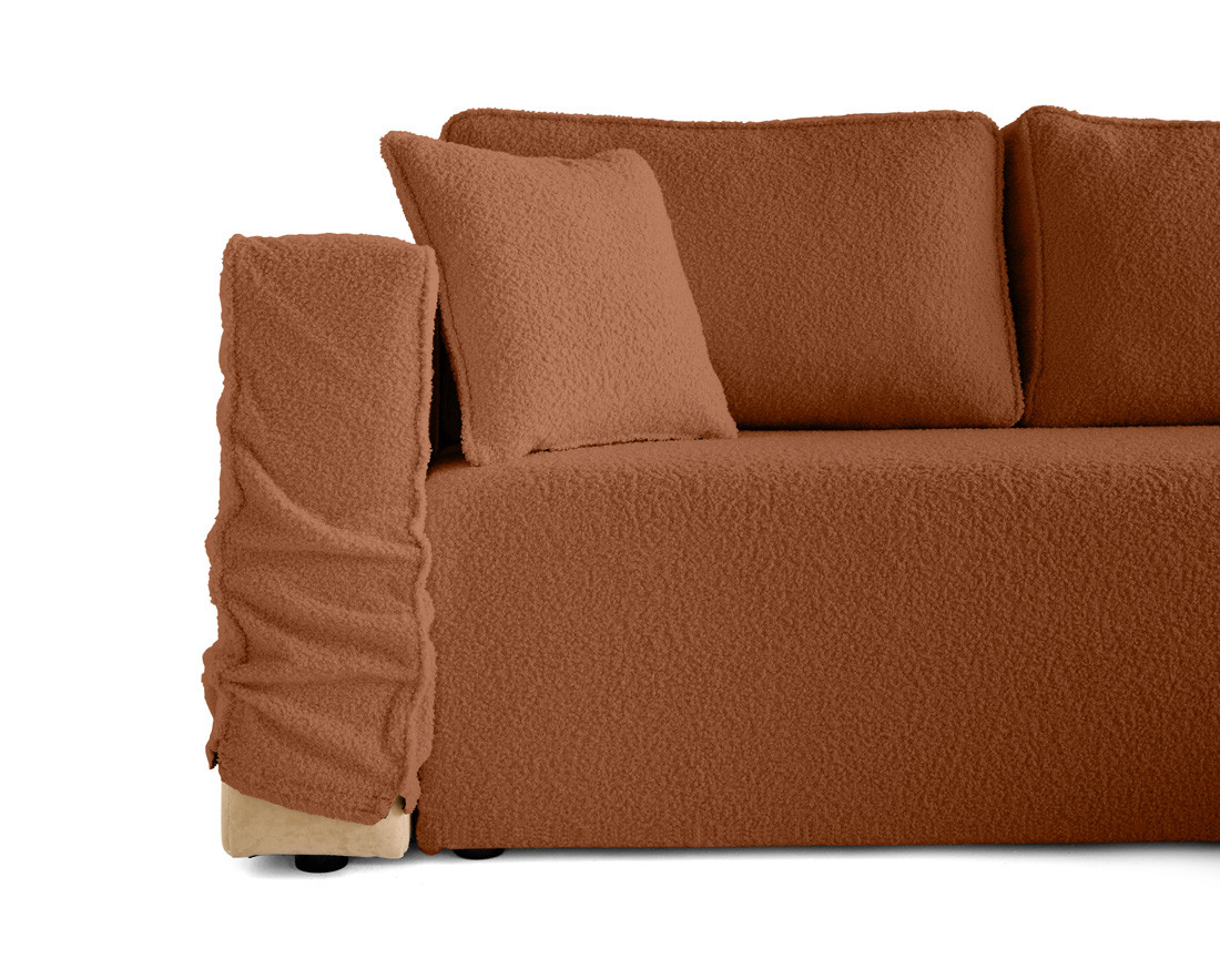 Housse en tissu bouclette pour canapé d'angle réversible 4 places Topaze