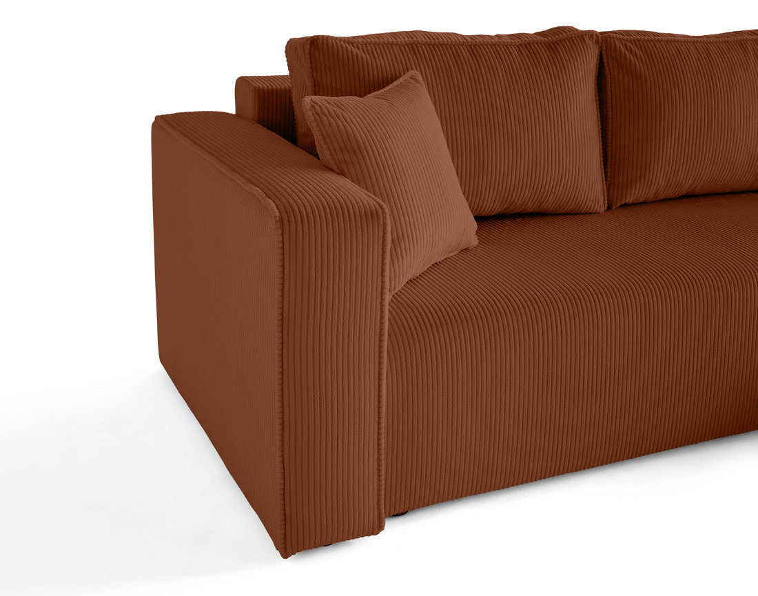 Canapé d'angle déhoussable réversible 4 places en velours côtelé Topaze