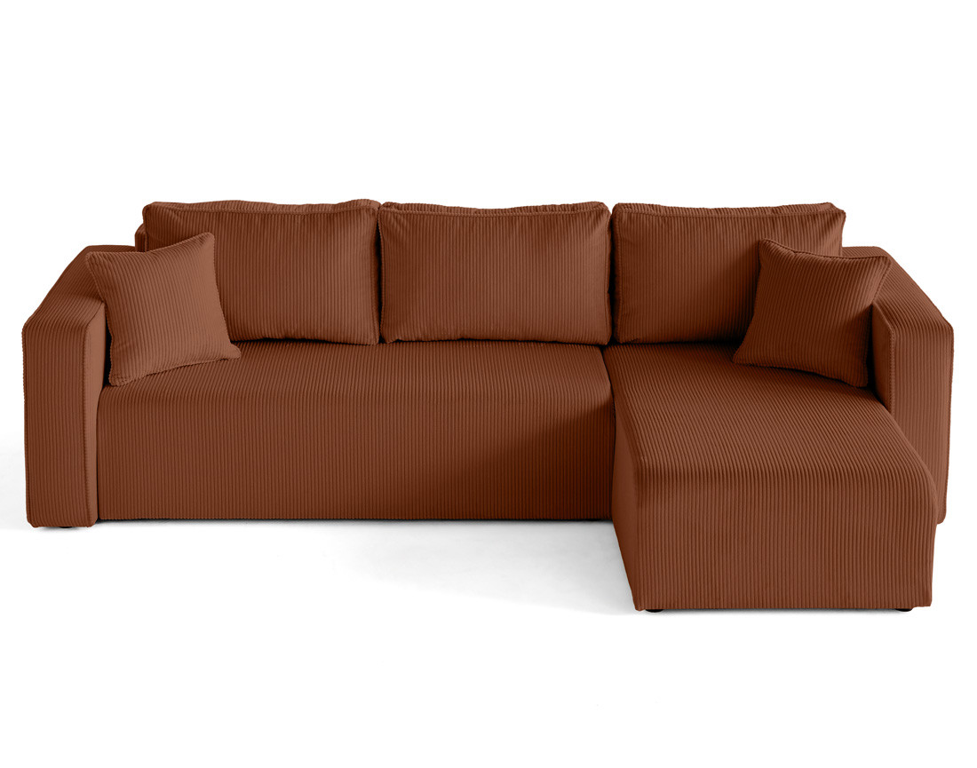 Canapé d'angle déhoussable réversible 4 places en velours côtelé Topaze