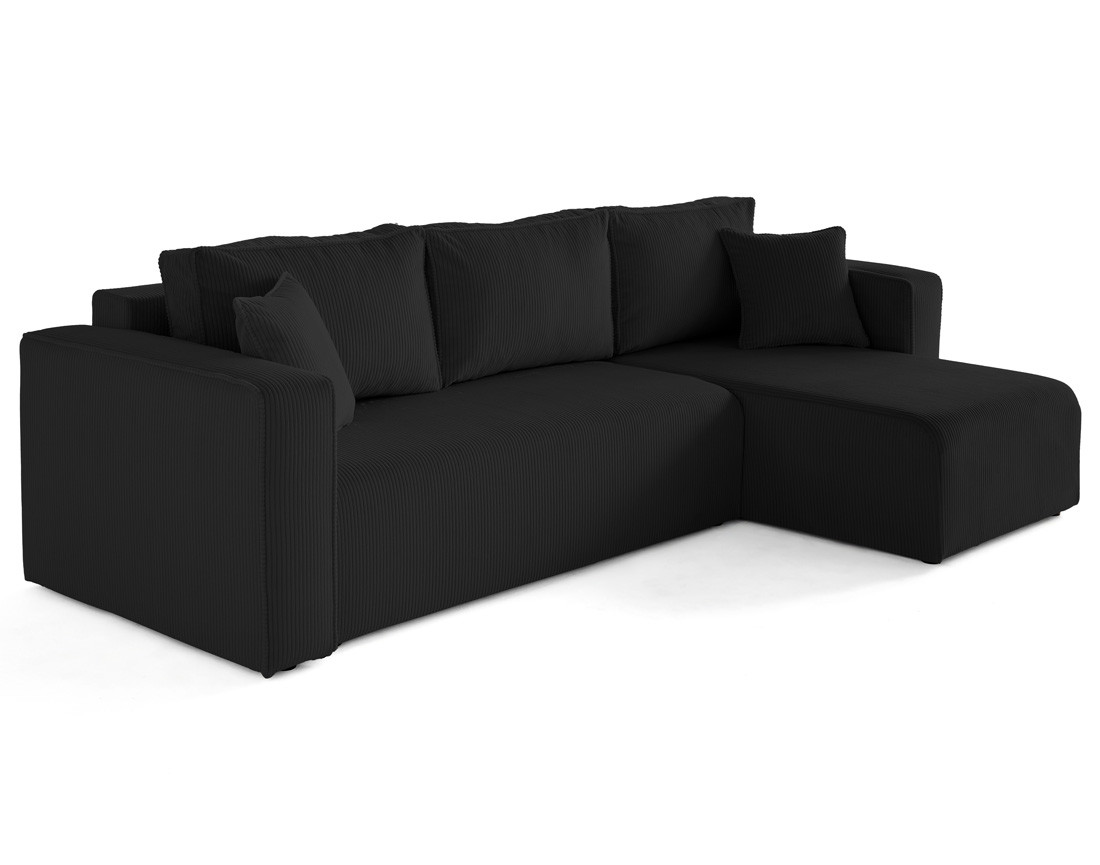 Canapé d'angle déhoussable réversible 4 places en velours côtelé Topaze