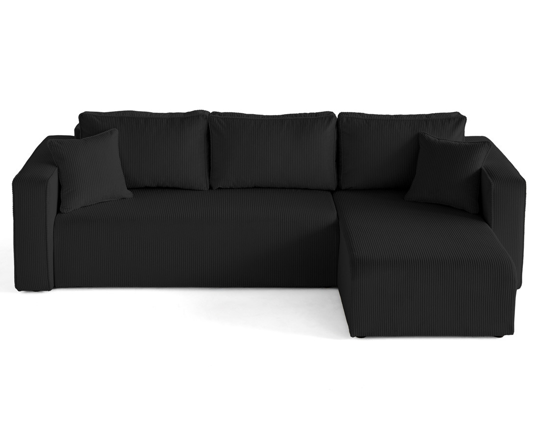 Canapé d'angle déhoussable réversible 4 places en velours côtelé Topaze