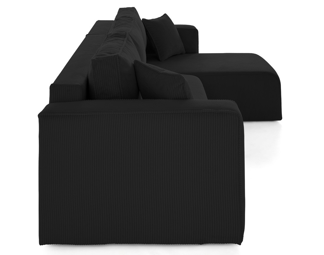 Canapé d'angle déhoussable réversible 4 places en velours côtelé Topaze