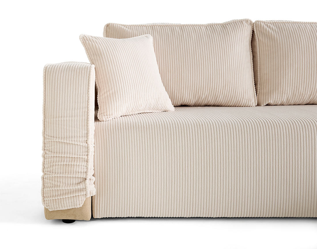 Housse en velours côtelé pour canapé d'angle réversible 4 places Topaze