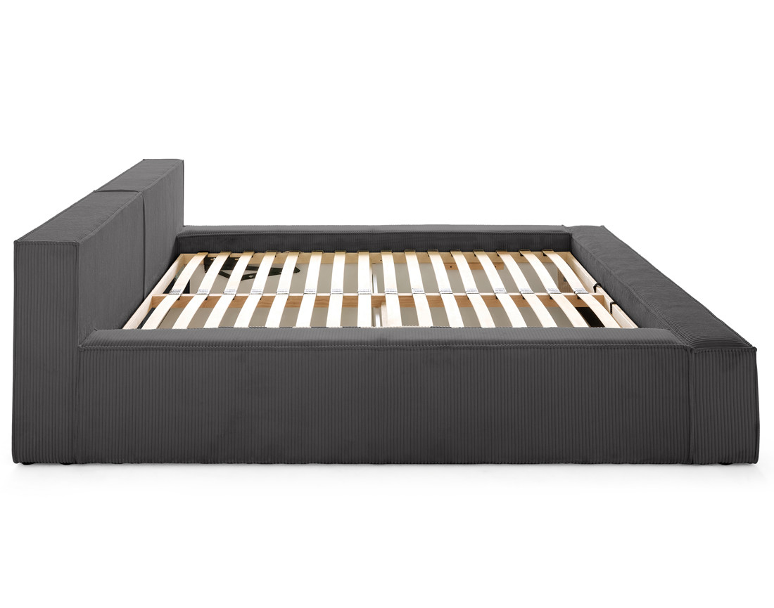 Lit coffre 140x190 cm sommier inclus en velours côtelé Stella