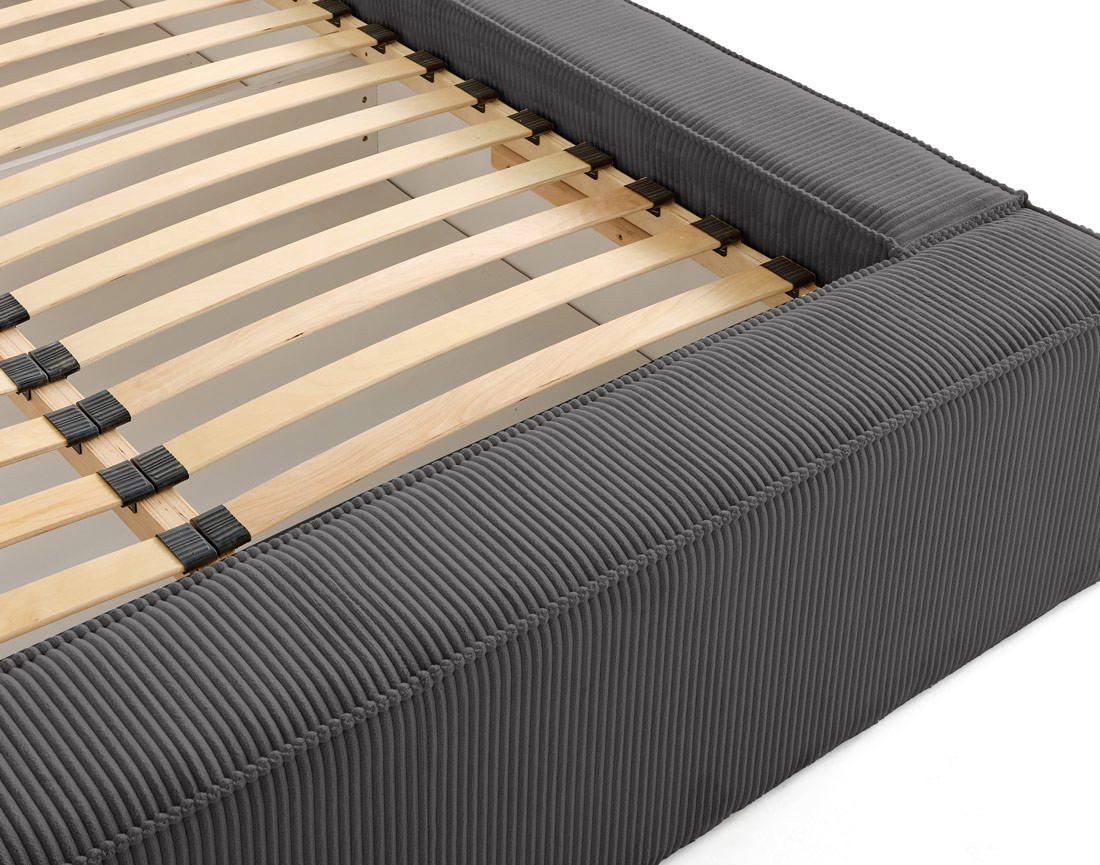 Lit coffre 140x190 cm sommier inclus en velours côtelé Stella