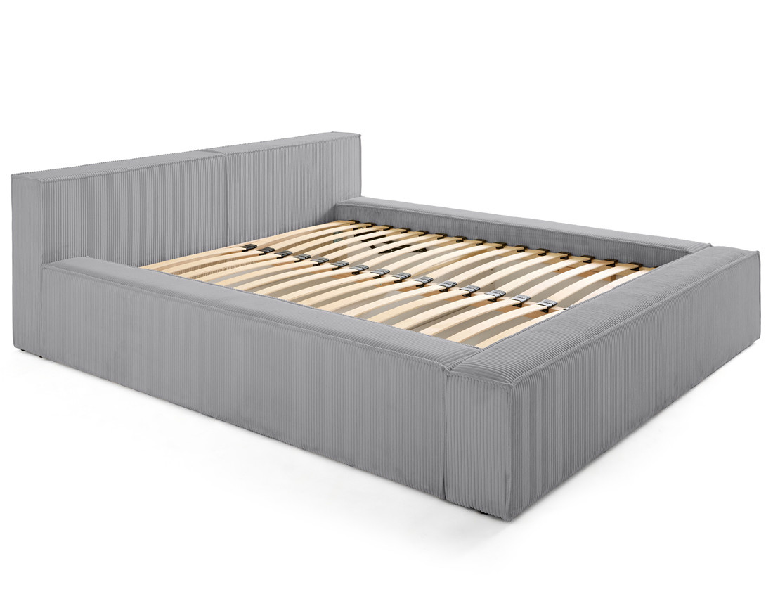 Lit coffre 140x190 cm sommier inclus en velours côtelé Stella