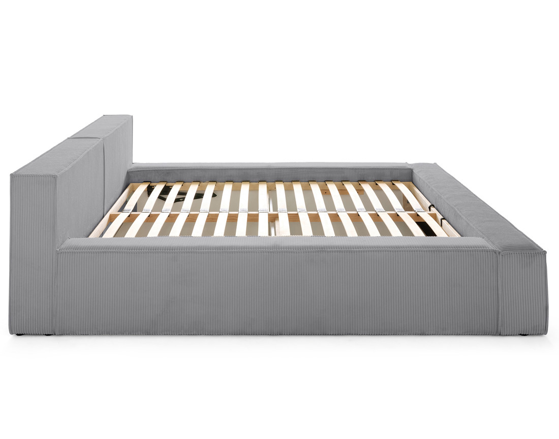 Lit coffre 140x190 cm sommier inclus en velours côtelé Stella