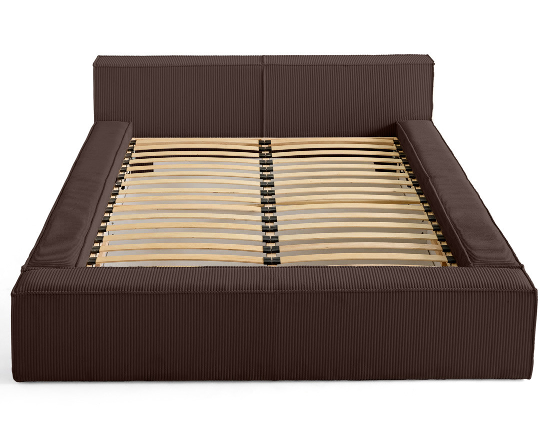 Lit coffre 140x190 cm sommier inclus en velours côtelé Stella