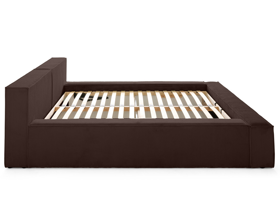 Lit coffre 140x190 cm sommier inclus en velours côtelé Stella